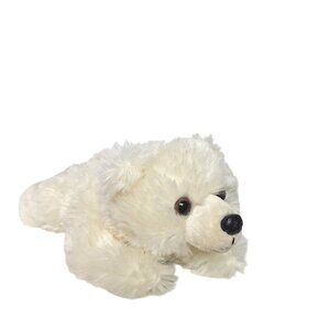 Aurora Mini Flopsie White Polar Bear Laying Down Stuffed Animal Plush Toy 9”